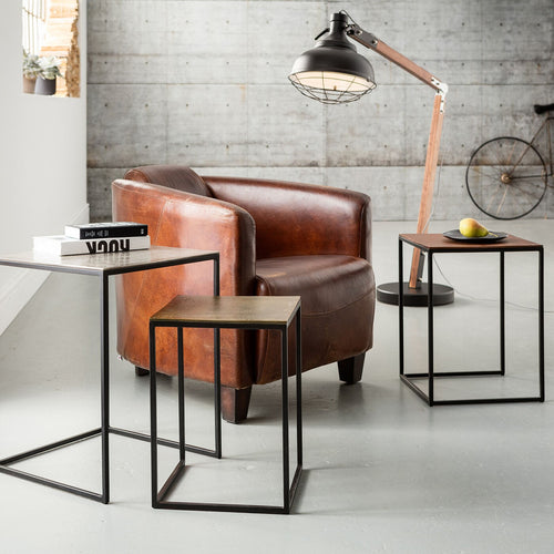 Kare Design Bijzettafel Loft Square Vintage (3/Set) 41x41cm - vtwonen shop