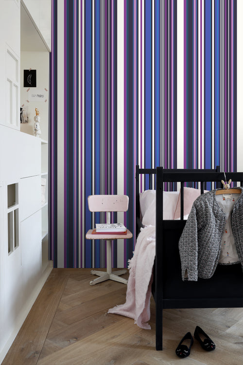 ESTAhome behang strepen paars en blauw - 53 cm x 10.05 m - 116536