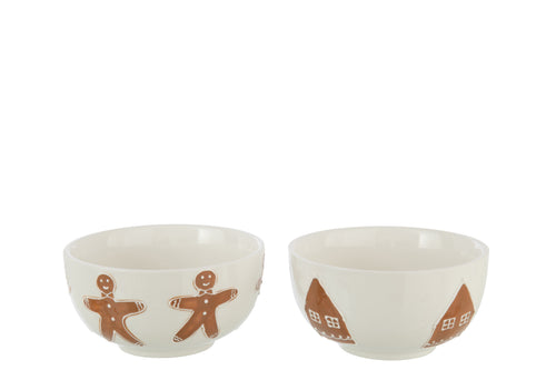 J-Line schaal Cookie - keramiek - bruin/wit - 2 stuks - vtwonen shop