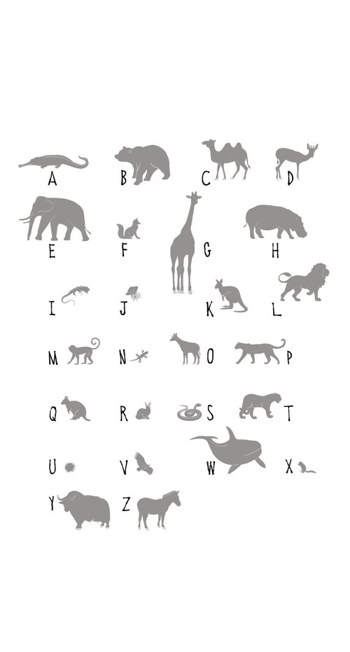 ESTAhome fotobehang dieren ABC grijs - 150 x 279 cm - 158923
