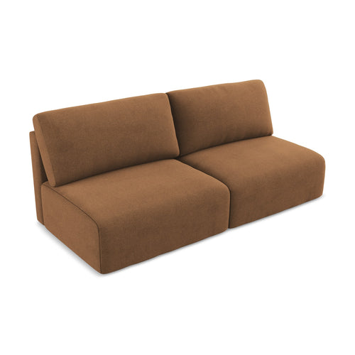 LaMiaSofa 3-zits slaapbank Ostia - textuurstof - terracotta - 216x102x79