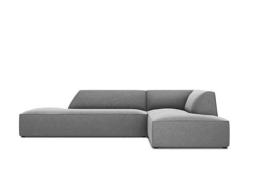 Micadoni rechter hoekbank Ruby 4-zits, flueel, grijs - 180x273x69cm