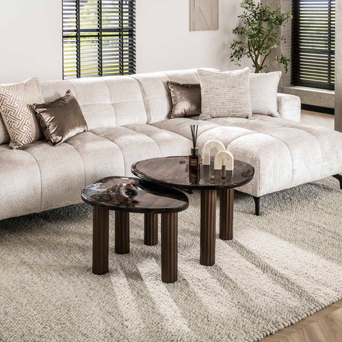 Giga Meubel Salontafel Eclipse - Koper Glas - 62x45x40cm - vtwonen shop