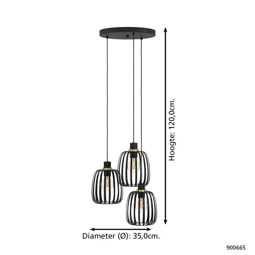 EGLO hanglamp Pocicas - e27 - Ø 35 cm - zwart/goud - vtwonen shop