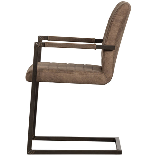 WOOOD eetkamerstoelen Bas - Leerlook - Taupe - Set van 6