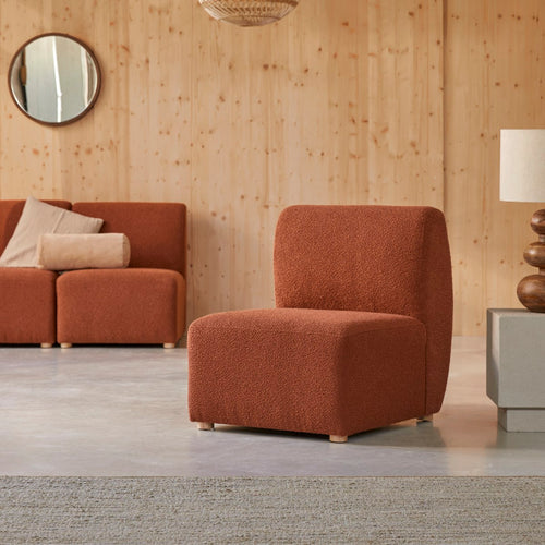 Tikamoon Modulaire fauteuil van massief acaciahout en terracotta stof - Terracotta - vtwonen shop