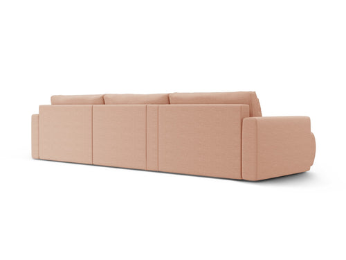 Cosmopolitan Design Converteerbare panoramische bank met opbergdoos Belfast 4-zits, structurele stof perzik - 149x340x84cm