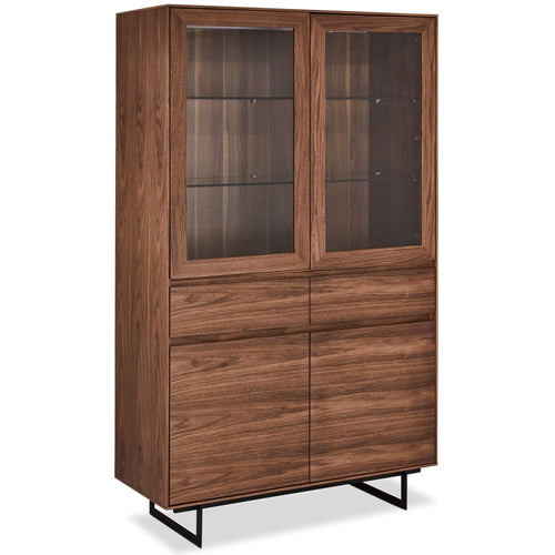 Furnhouse vitrinekast Tokyo - Amerikaanse walnoot - MDF, Amerikaans walnootfineer - 45x110x190