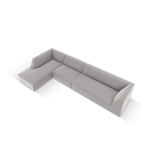 Cosmopolitan Design - Modulaire hoekbank links Siena 5-zits, imitatieleer lichtgrijs - 180x366x69cm