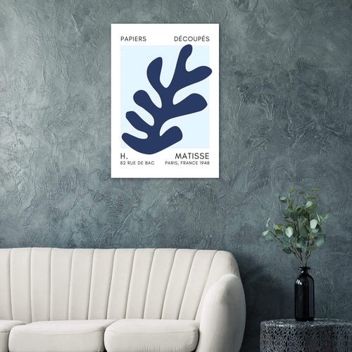 Artfulprints Poster Matisse – Ocean petals navy blue I   - A4 21x29.7 cm - Blauw