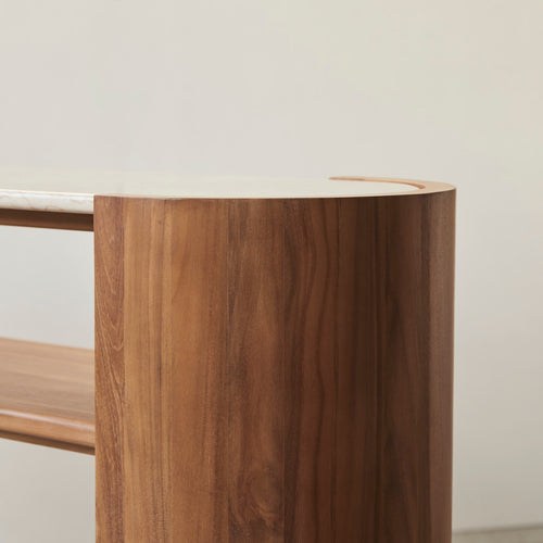 Tikamoon Consoletafel in massief teak en marmer - Naturel