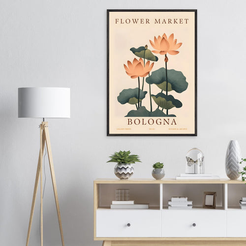 Artfulprints Poster met Lijst Flower market - Bologna   - 70x100 cm - Meerkleurig
