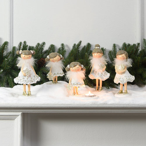 Sia Deco - Fillette kerstfiguurtje met engel ster - Wit / 20 cm - Wit - Hars - H20 - vtwonen shop