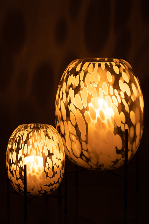 J-Line vaas Op Voet Spikkel - glas - grijs/wit - large - 37 cm hoog - vtwonen shop