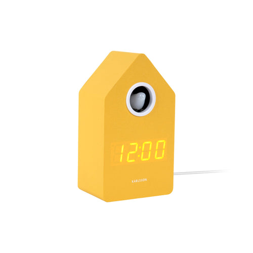 Karlsson wekker Cuckoo LED - geel - Ø9cm