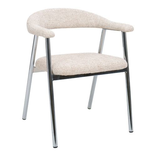 DÉJA Living Eetkamerstoel Sorø - Beige/Chrome - Set van 2