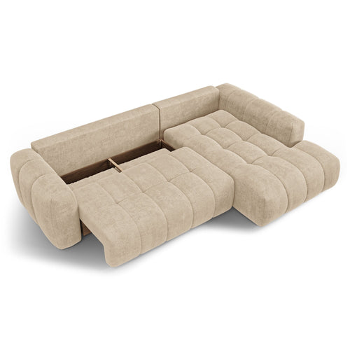 Premium Interiors - Rechthoekige hoekbank met slaapfunctie en opbergruimte SKY - kruisbinding  beige 310cm