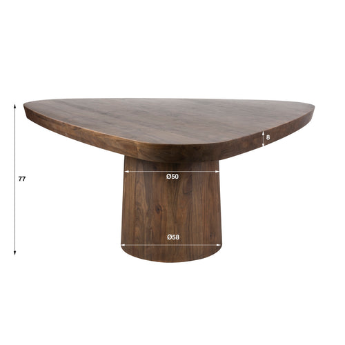 Giga Meubel Eettafel Arcadia - Driehoek Acaciahout Donkerbruin - 165cm - Landelijk