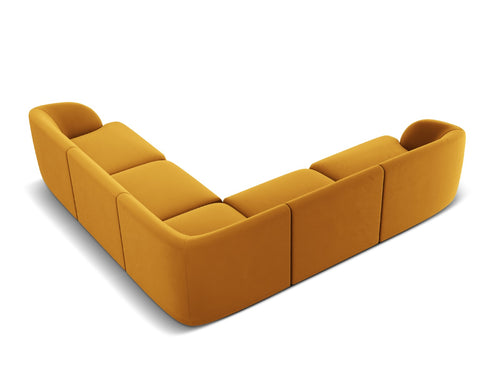 Micadoni Symmetrische hoekbank Miley 5-zits, flueel, geel - 255x255x70cm