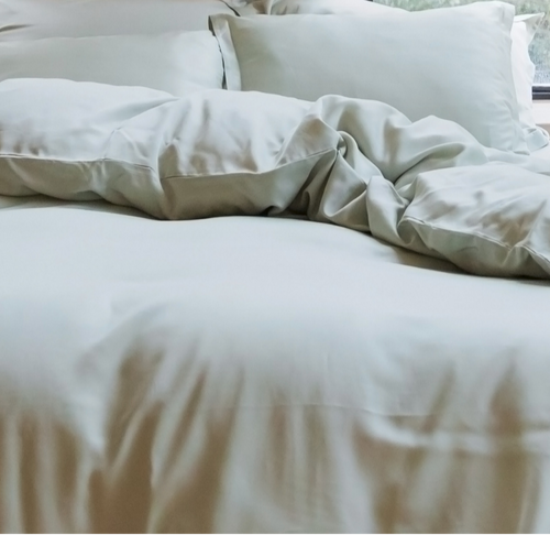 Coco & Cici - Tencel Sateen Dekbedovertrek 260 x 220 cm - 2 Persoons Beddengoed - Grijs Groen - Lyocell - Hypoallergeen & Extra Zacht - 2 Kussenslopen