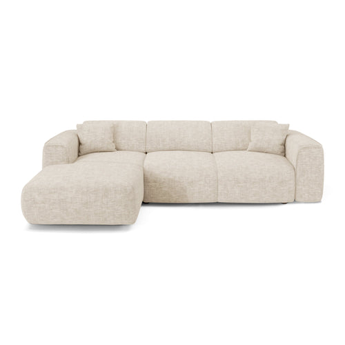 Sia Home - Hoekbanken YUMA - Fluweel met structuur - Beige - 283cm