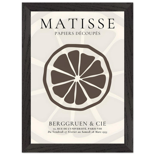 Artfulprints Poster met Lijst Matisse – Slice of an orange   - A4 21x29.7 cm - Grijs