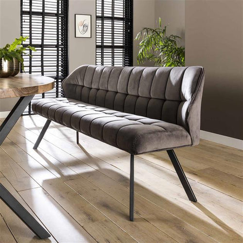 Giga Meubel Eetkamerbank Raster - Antraciet Velvet - 180x59x84cm