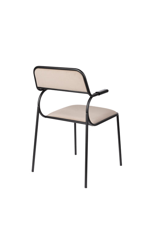 Zuiver Alba Eetkamerstoelen met armleuning Zwart/Beige - Set van 2 - vtwonen shop