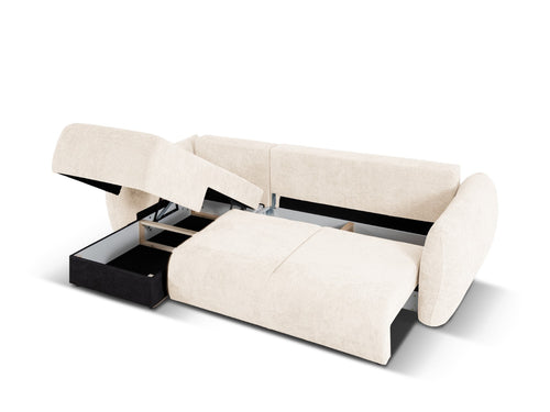 Cosmopolitan Design Uitklapbare hoekbank links met opbergdoos Matera 4-zits, chenille, lichtbeige - 173x253x86cm