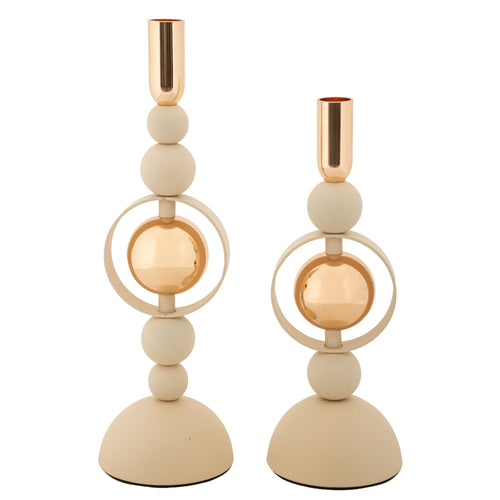 Mauro Ferretti kaarsenhouder - set van 2 - crème/goud