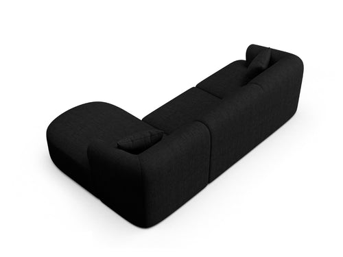 Cosmopolitan Design Modulaire hoekbank rechts Campi 4-zits, structurele stof zwart - 156x256x70cm