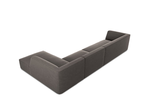 Micadoni rechter hoekbank Ruby 5-zits, flueel, donkergrijs - 180x366x69cm