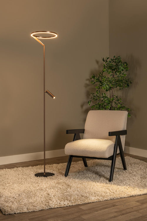 Lucide vloerlamp APPLAUSE - Geïntegreerde LED - Koffie