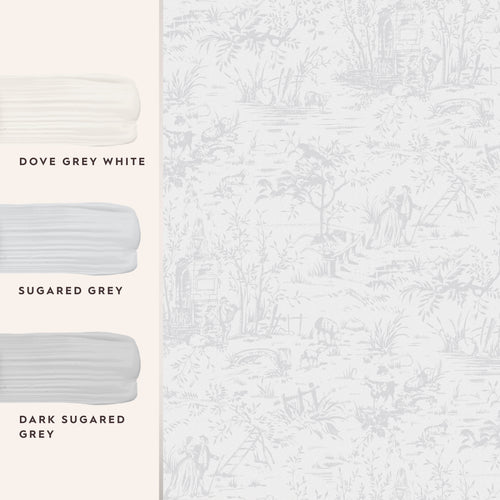 Laura Ashley Vliesbehang - Toile de Jouy Sugared Grey - Grijs 10mx52cm - vtwonen shop