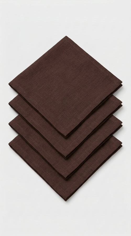 vtwonen - Servetten - Katoen-linnen - Chocoladebruin - 40 x 40 cm - Set van 4
