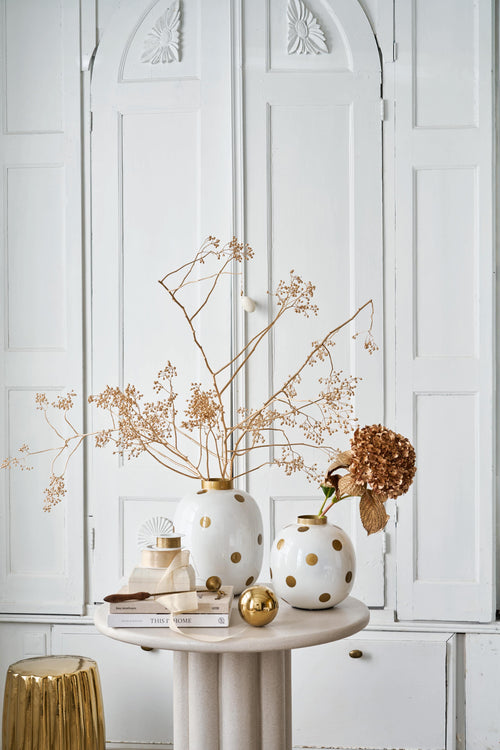 Pip Studio Vaas Dots - Metaal - Wit/ Goud - 32cm - vtwonen shop