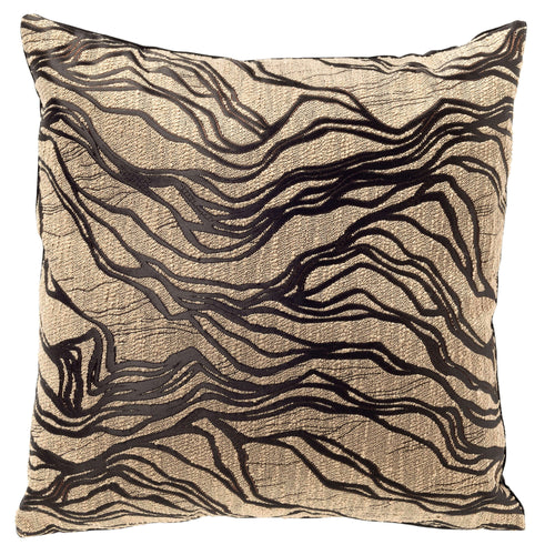 ARWEN - sierkussen 45x45 cm - organisch motief - Raven - zwart, beige
