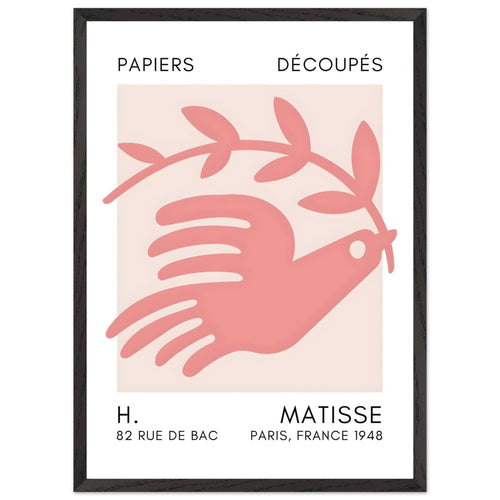 Artfulprints Poster met Lijst Matisse - Peace dove taupe   - 50x70 cm - Taupe