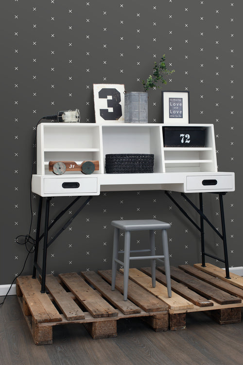 ESTAhome behang grafisch motief vergrijsd zwart - 53 cm x 10.05 m - 139070