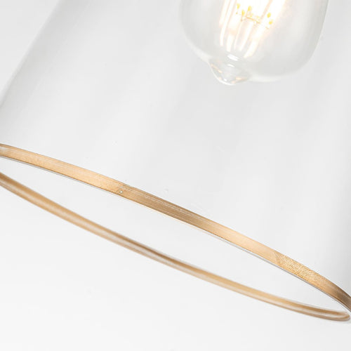 Schlanke Pendelleuchte, modernes Antik-Gold, 1 x E27, klarer Schirm
