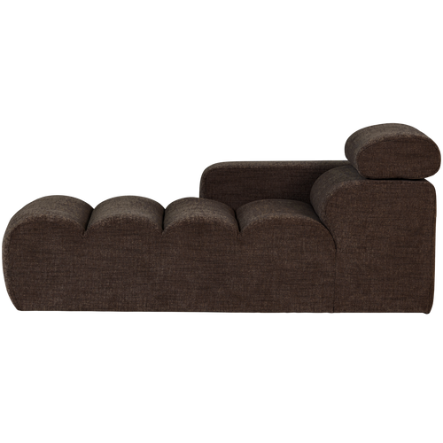 WOOOD chaise longue element arm links Novi - Polyester - Donkerbruin Melange - 86x109x173 - vtwonen shop