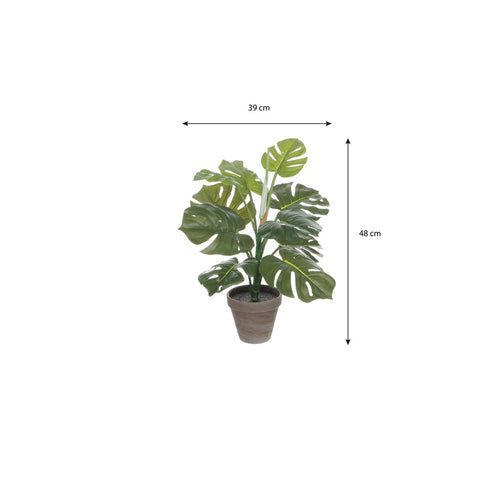 Mica Decorations Monstera Kunstplant in Bloempot Stan - H48 x Ø39 cm - Groen