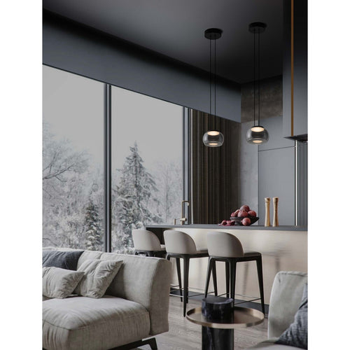 Nova Luce BIOS Slanke hanglamp voor aan het plafond, rookgrijs, matzwart, Triac dimbare LED 9W 628lm 3000K