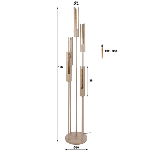 Giga Living Vloerlamp Tube - Beige Metaal - Ø30x175cm