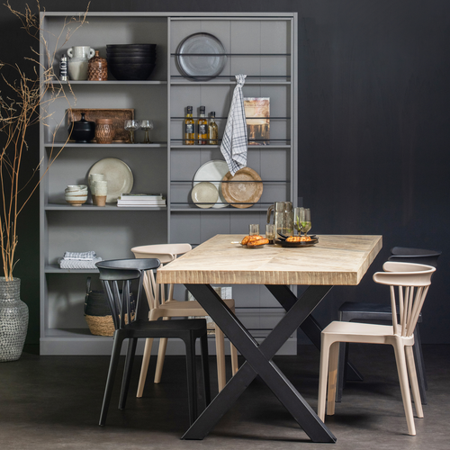 WOOOD tafelblad Tablo - Mango Visgraat - White Wash - 5,5x200x90