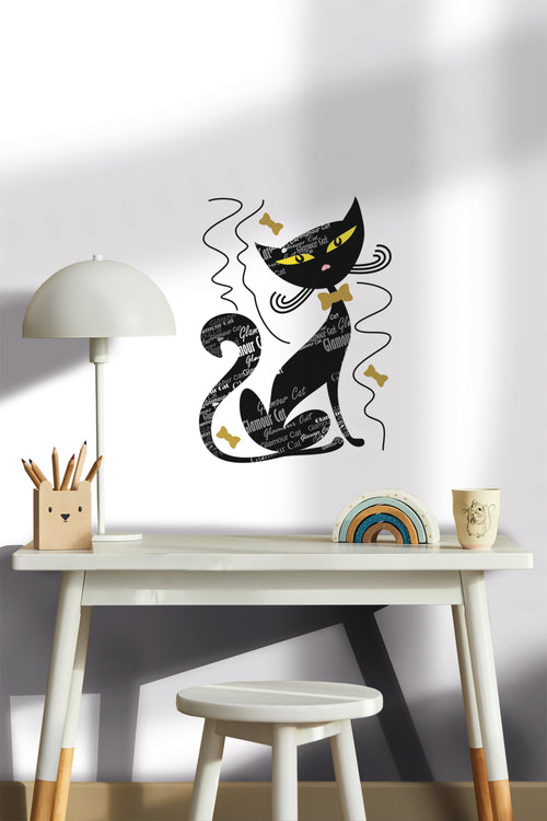 Sanders & Sanders muursticker kat zwart - 65 x 42.5 cm - 600320
