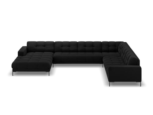 Cosmopolitan Design Panoramische hoekbank rechts Bali 7-zits, flueel, zwart - 256x327x75cm