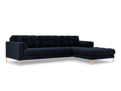 Cosmopolitan Design rechter hoekbank Bali 5-zits, flueel, donkerblauw - 185x293x75cm
