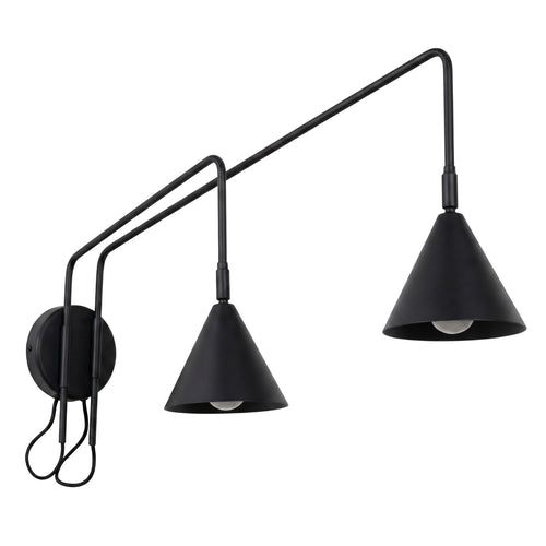 Sollux Lighting Wandlamp NOX 2 zwart met schakelaar - 150x80x30cm