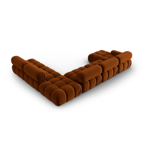 Cosmopolitan Design - Modulaire panoramische hoekbank rechts Cortina 7-zits, flueel terracotta - 282x376x70cm